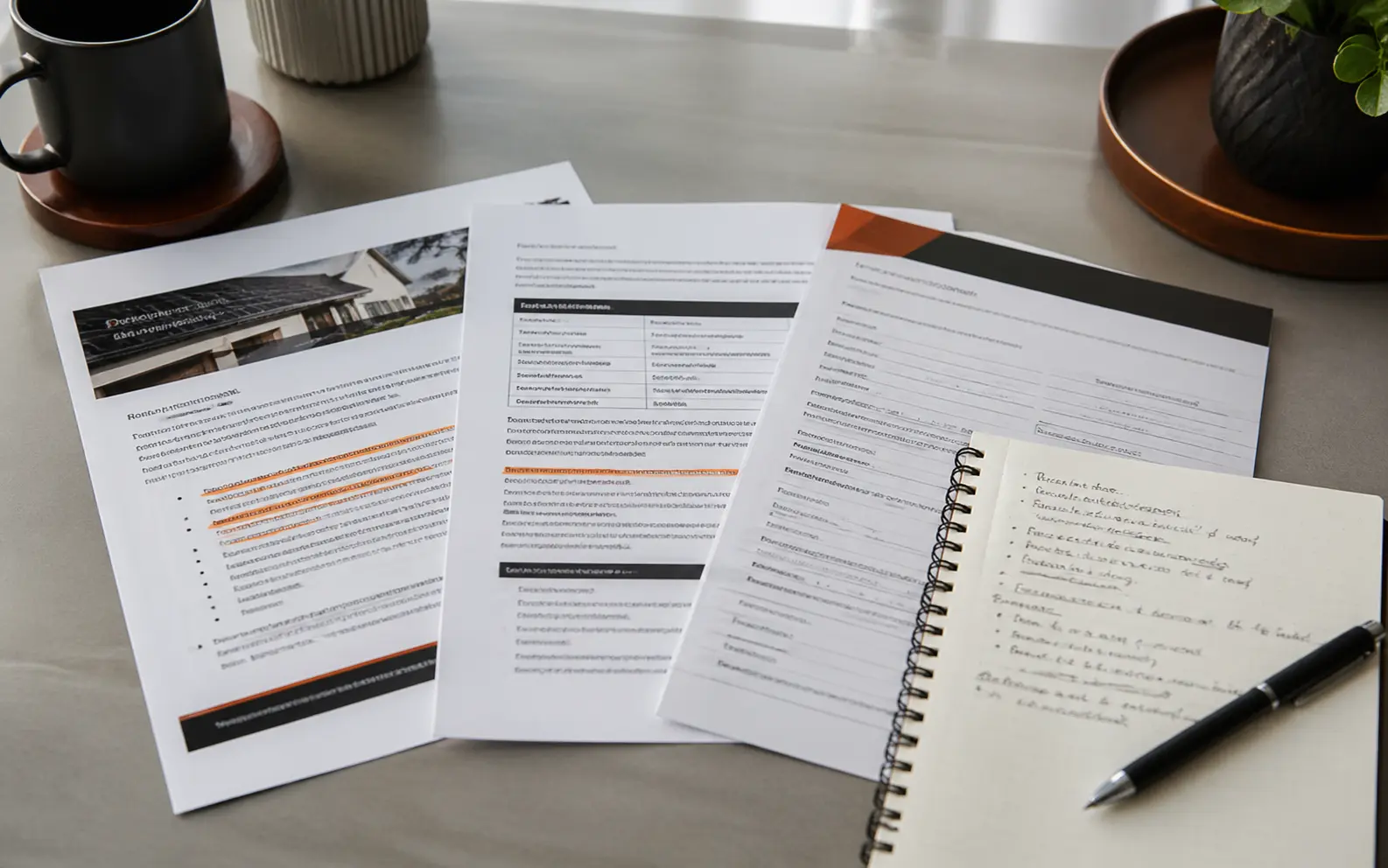 Solar contract pages marked with warning indicators beside sales and payment documents