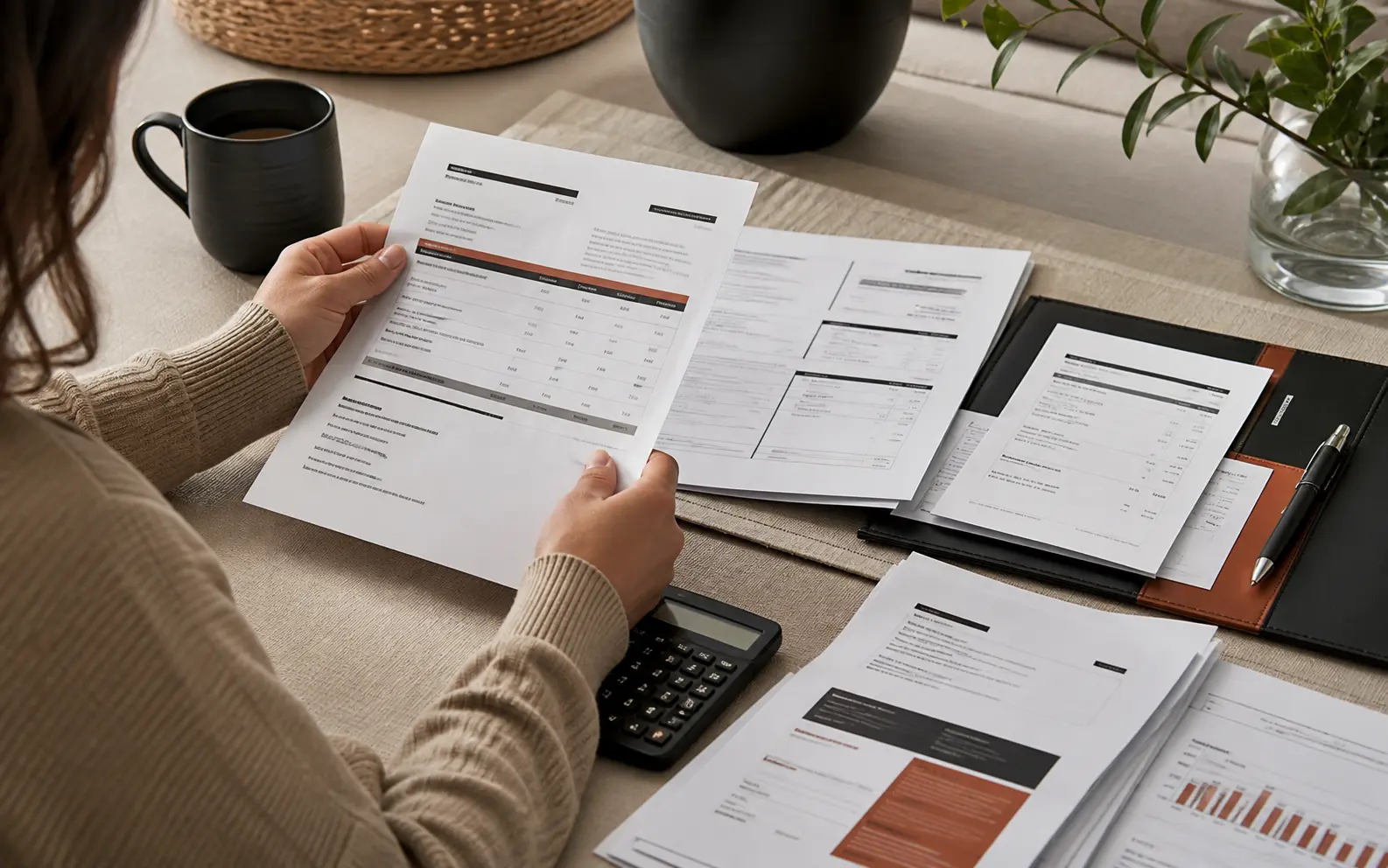 Solar loan servicing-transfer notice, payment statements, and credit-report records reviewed at a table