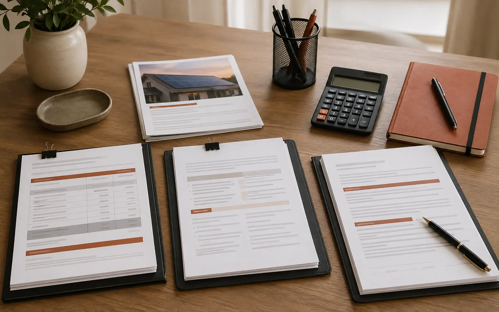 Solar lease payment terms and contract clauses arranged for review