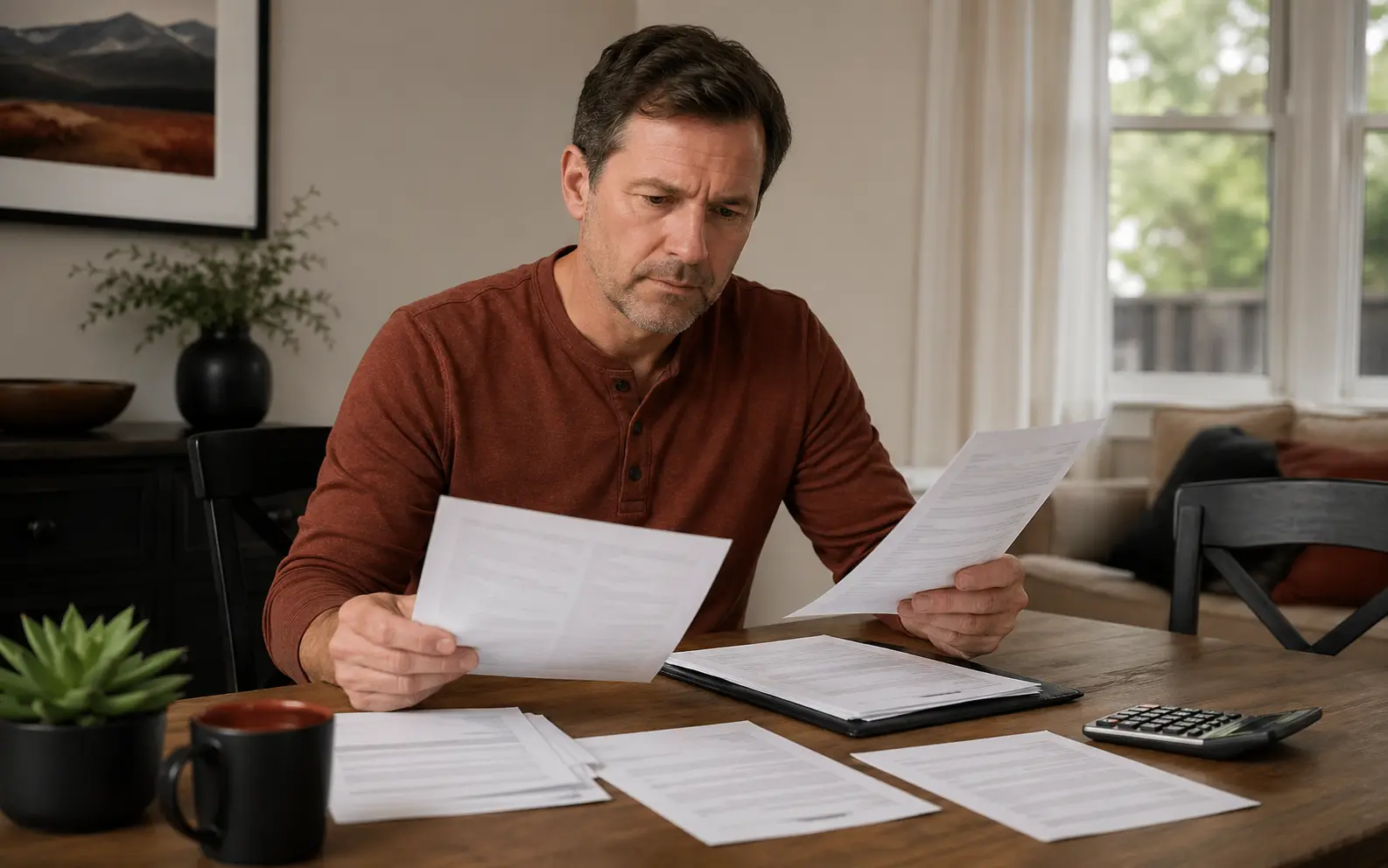 Homeowner comparing Tesla or SolarCity payment terms and contract documents